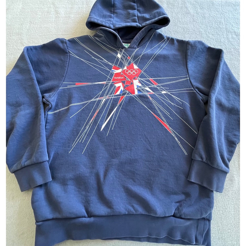 Adidas‎ London 2012 Olympic Games Hoodie Navy Blue Graphic Pullover Mens Small